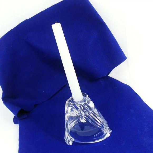 Candle Holder Candy Nut Bowl Triangle Swirl Design Glass 4" H - Picture 5 of 8